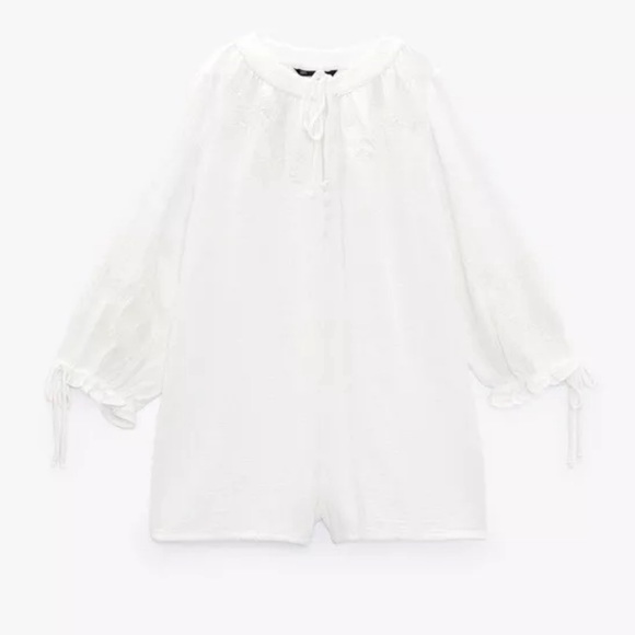 ZARA ~ ✨ Bloggers Favorite ✨ROMPER WITH FLORAL EMBROIDERY - Picture 5 of 11